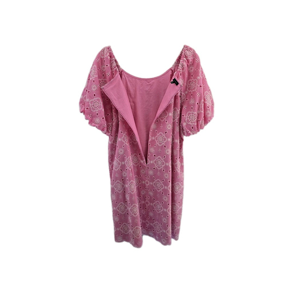 Talbots Pink Eyelet Midi S Sleeve Embroidered Summer Dress. Ladies Size 14 - Picture 9 of 10